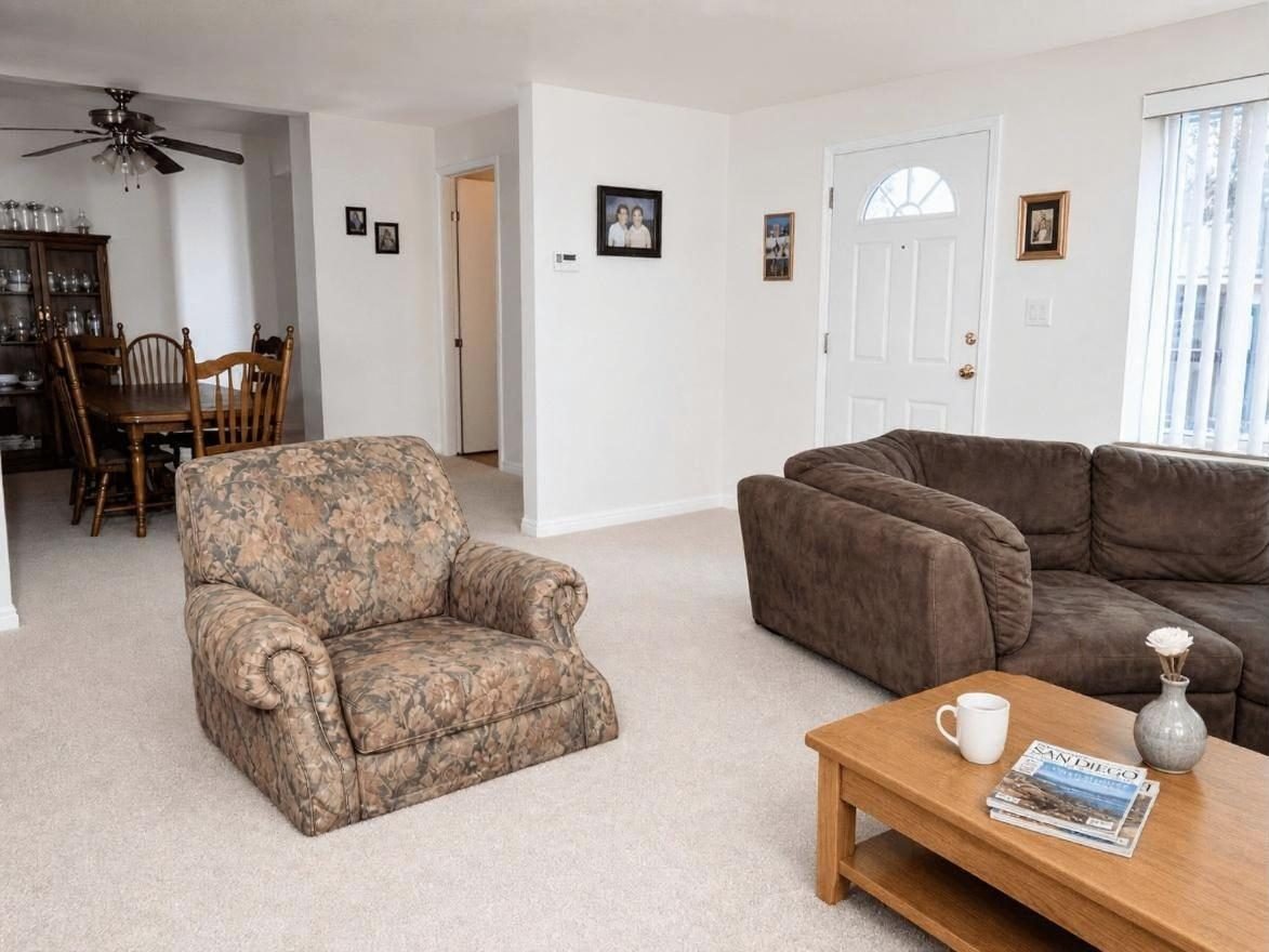 Restored El Cajon living room after professional water damage cleanup and drying